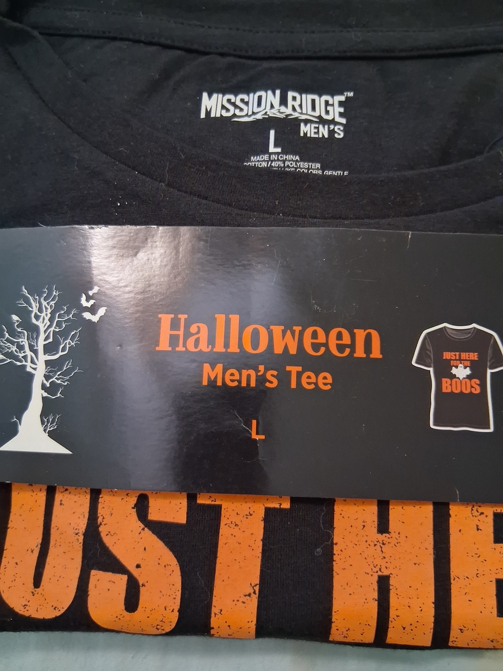 Men’s Black Halloween Tee - Orange Print